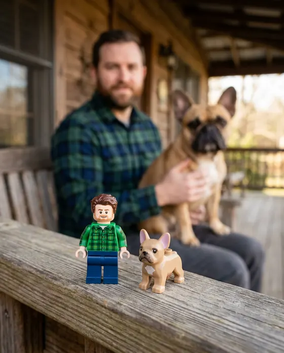 Concept render: pet and owner minifigure gift moment 1